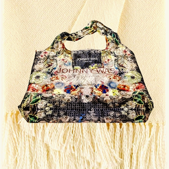 JOHNNY WAS ~California Reusable Shopping Tote Bag Floral, Lightweight & Packable - Picture 5 of 5